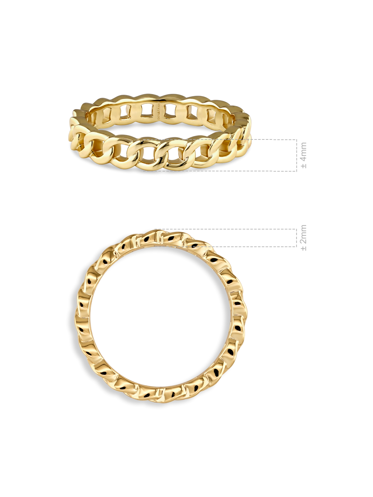 DEVATA Curb Link Ring in Gold Plated Sterling Silver