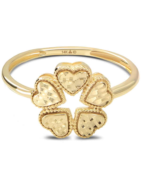 14K Gold Clover Heart Ring