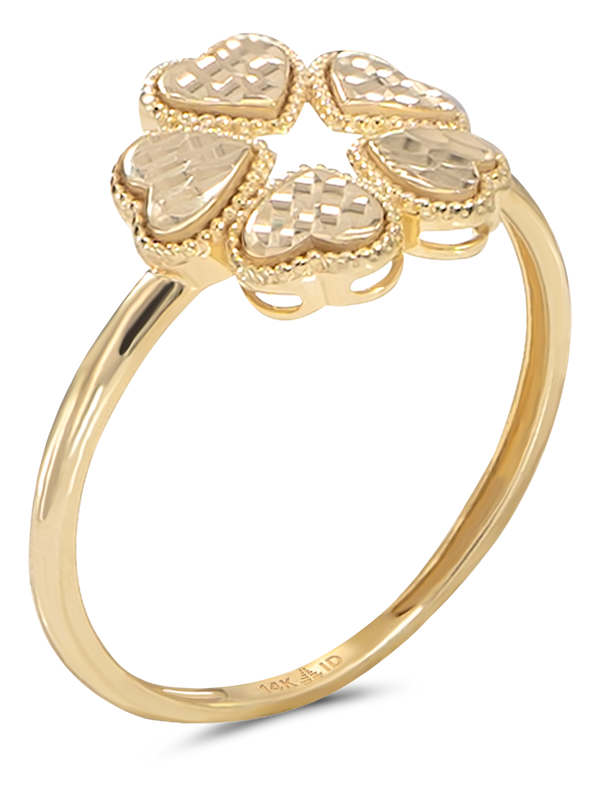 14K Gold Clover Heart Ring