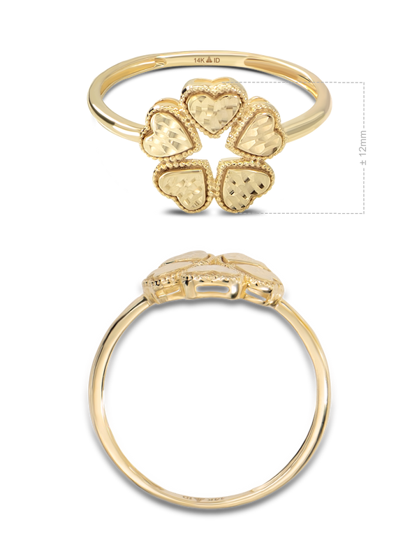 14K Gold Clover Heart Ring