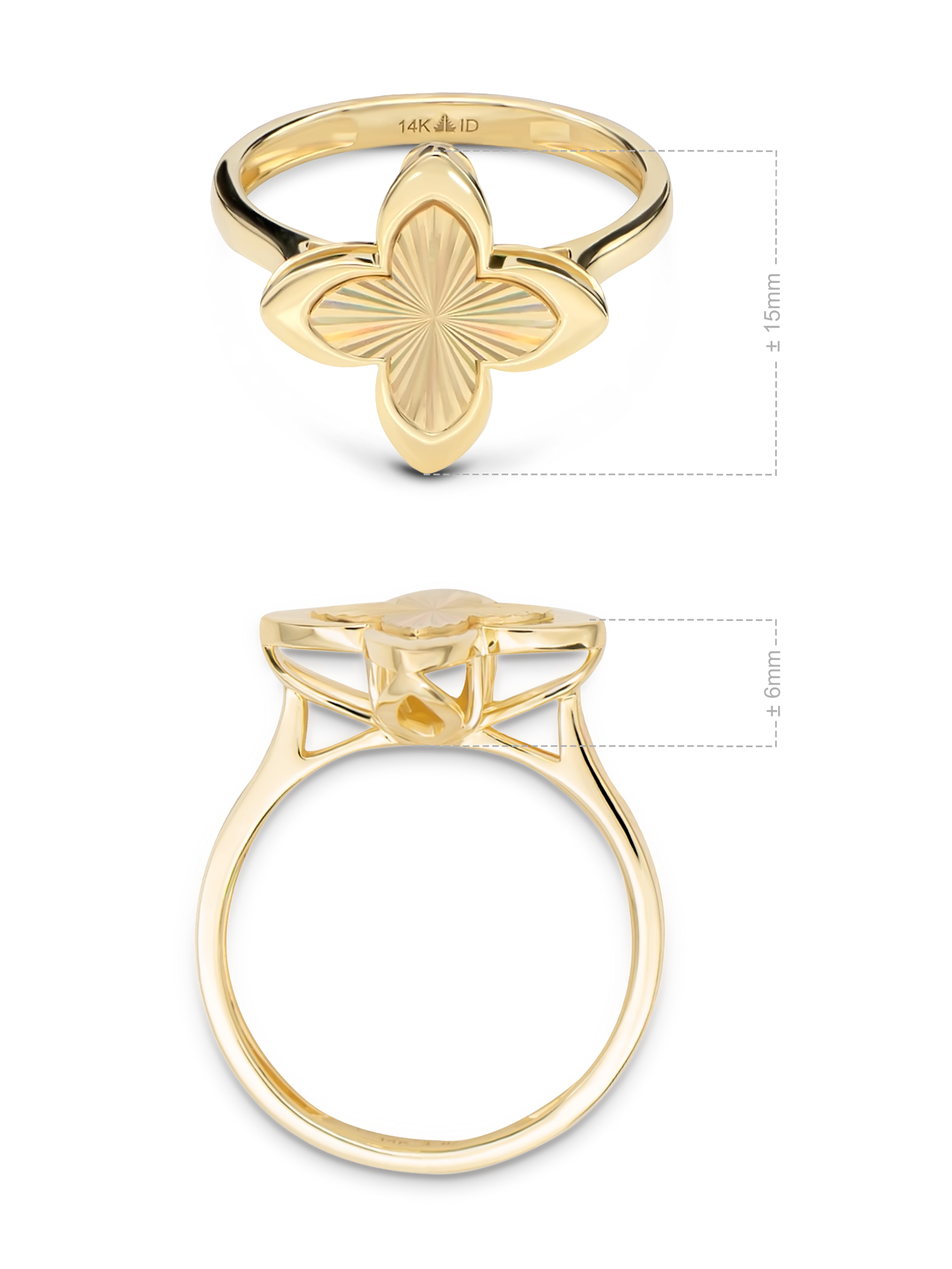 DEVATA Clover Ring Crafted In Solid 14K Yellow Gold
