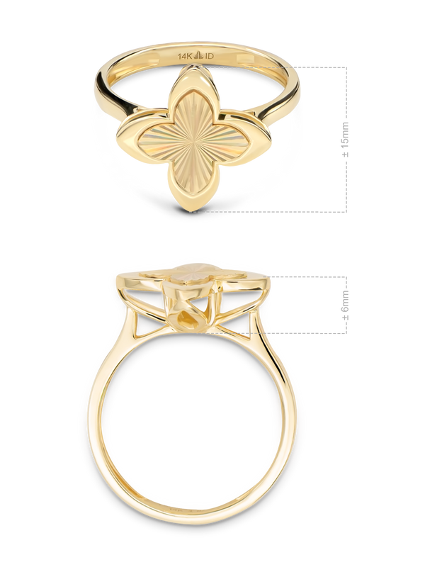 DEVATA Clover Ring Crafted In Solid 14K Yellow Gold