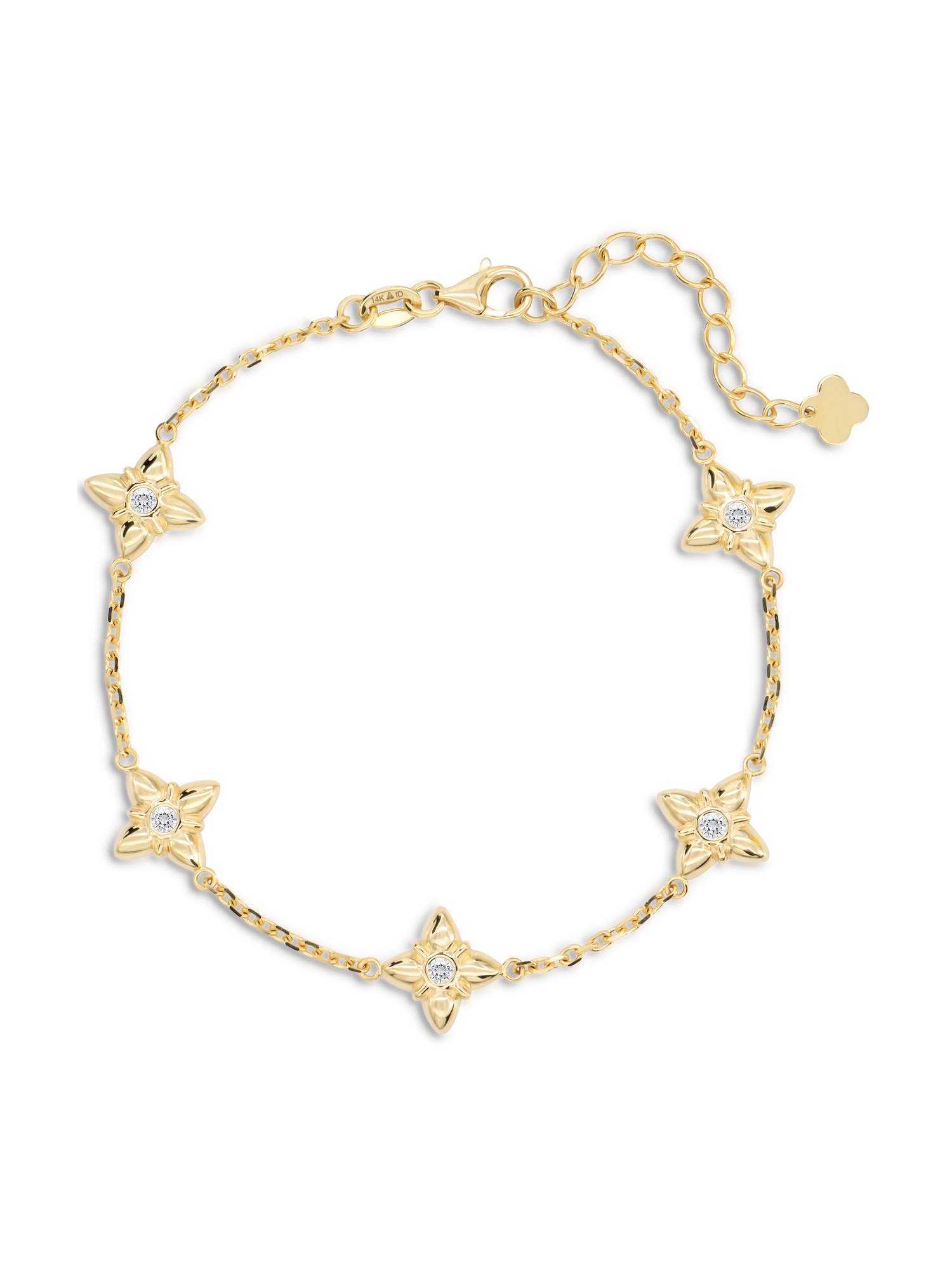 Cubic Zirconia Clover Chain Bracelet