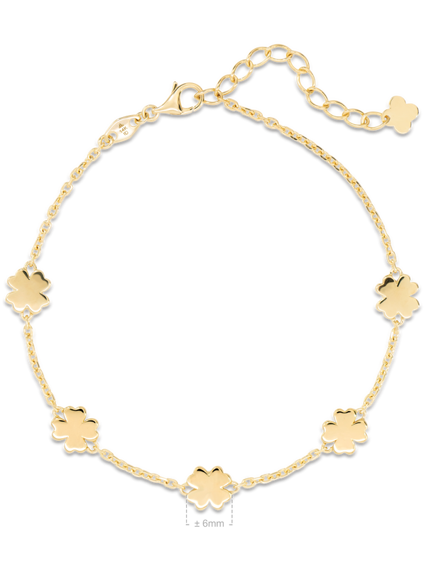 14K Gold Clover Heart Chain Bracelet