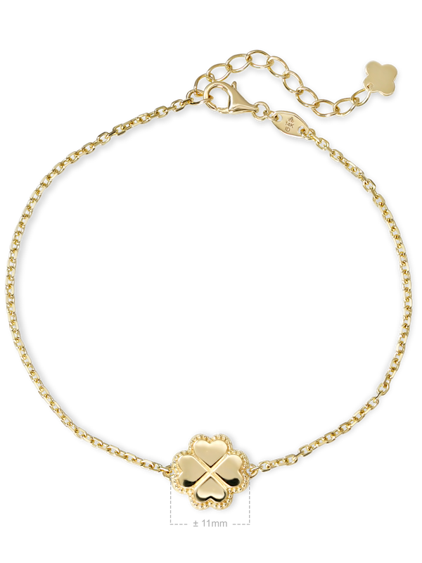 14K Gold Clover Heart Chain Bracelet