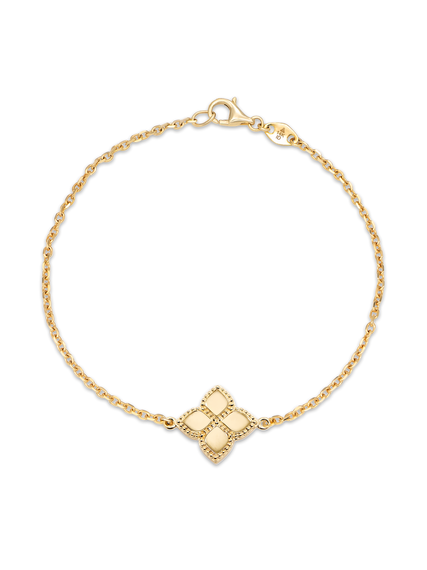 14K Gold Clover Chain Bracelet