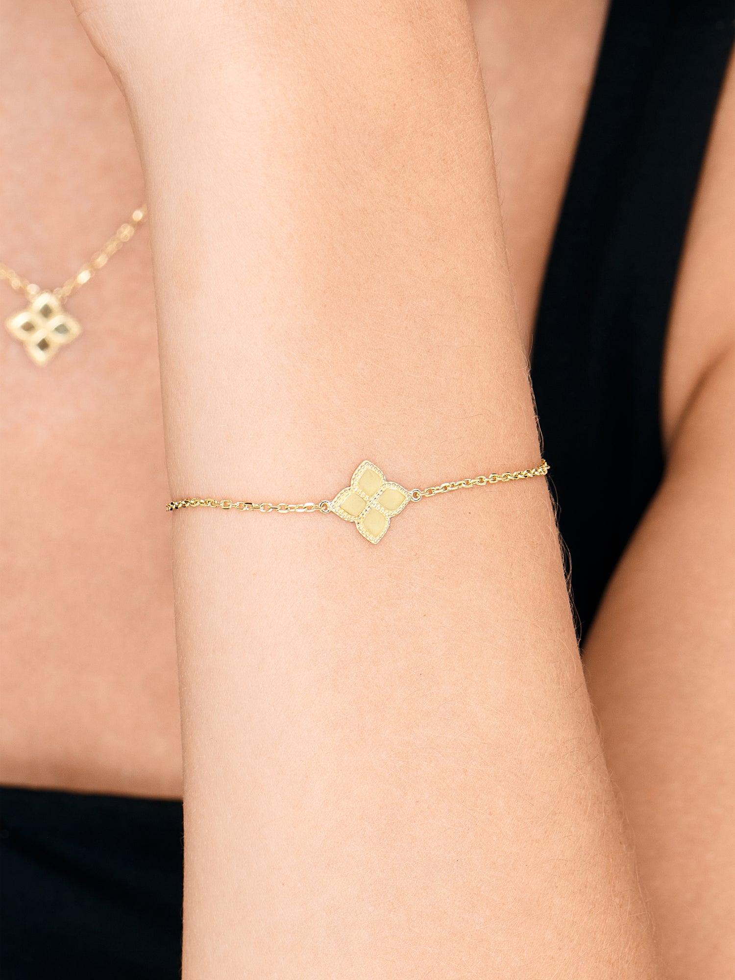14K Gold Clover Chain Bracelet