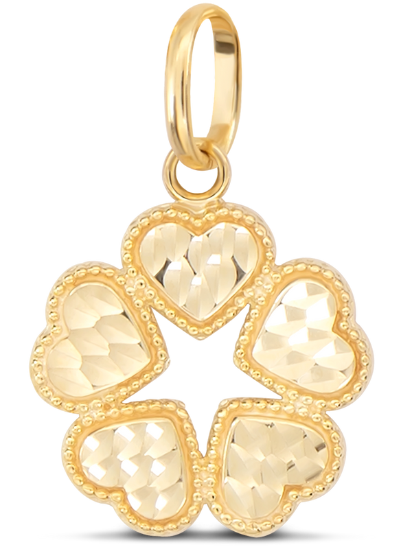 14K Gold Clover Heart Pendant