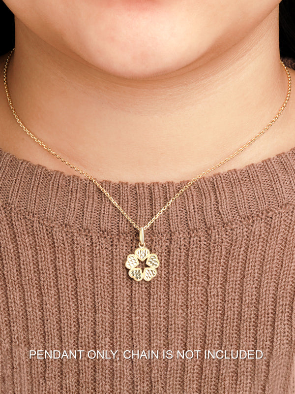 14K Gold Clover Heart Pendant