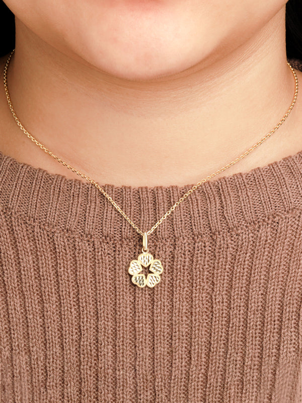 14K Gold Clover Heart Chain Necklace