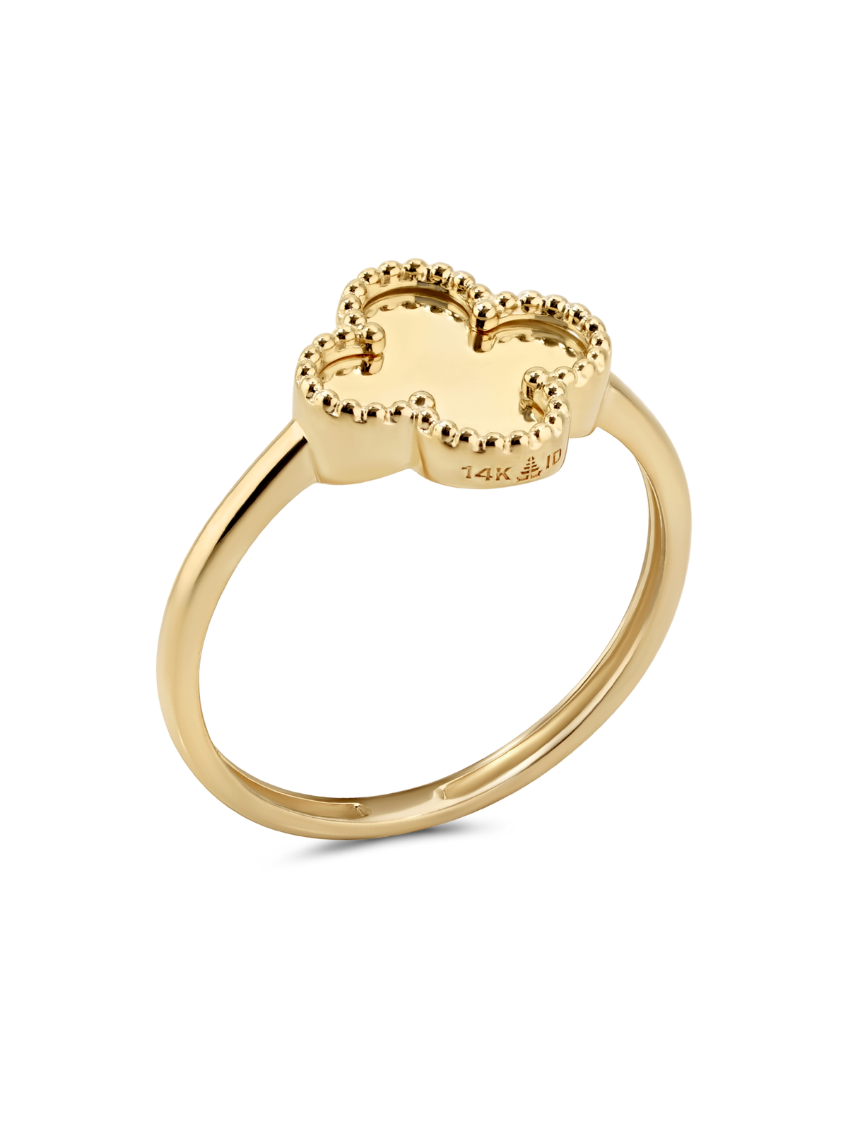14K Solid Gold Clover Ring