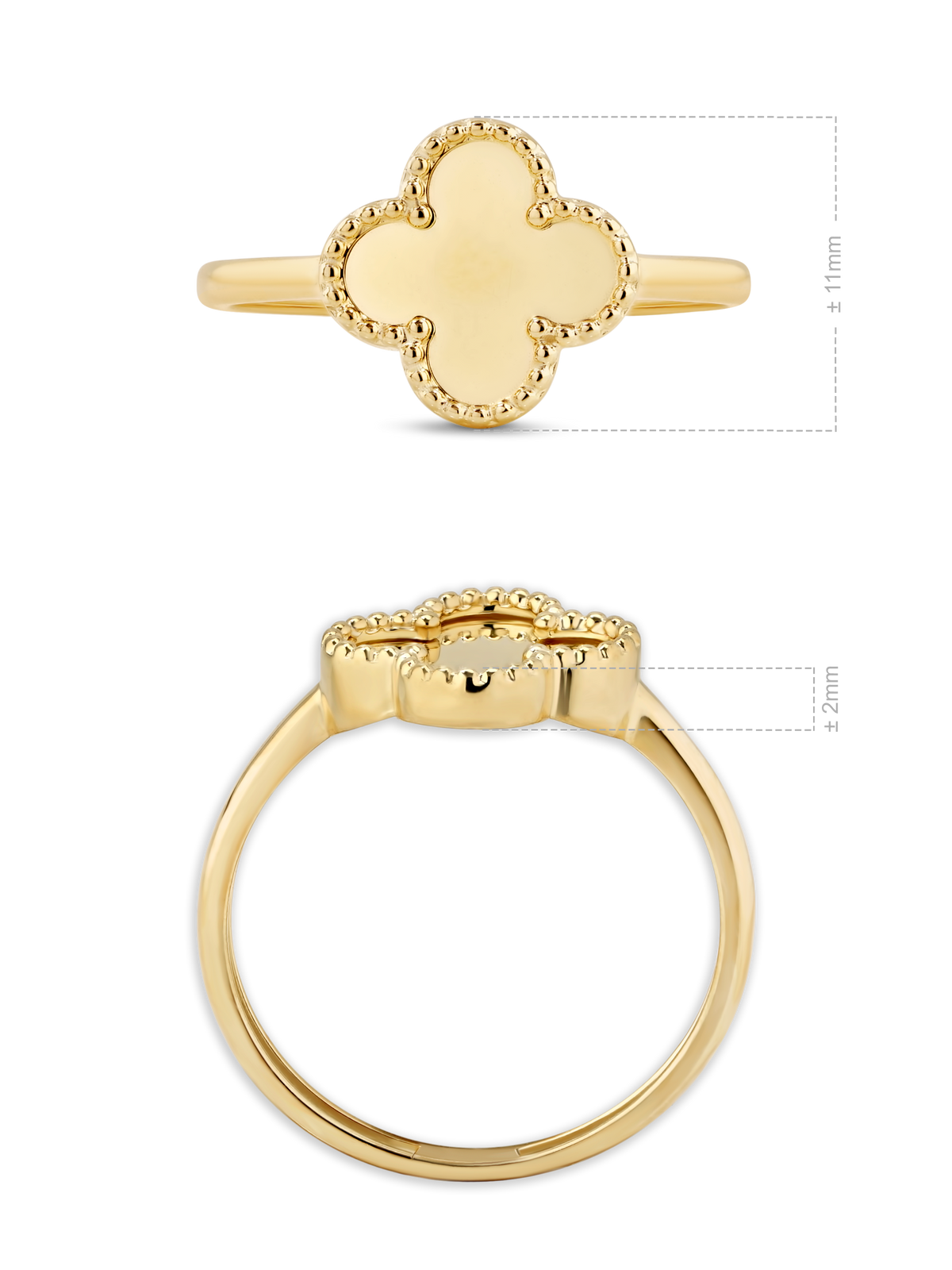 14K Solid Gold Clover Ring