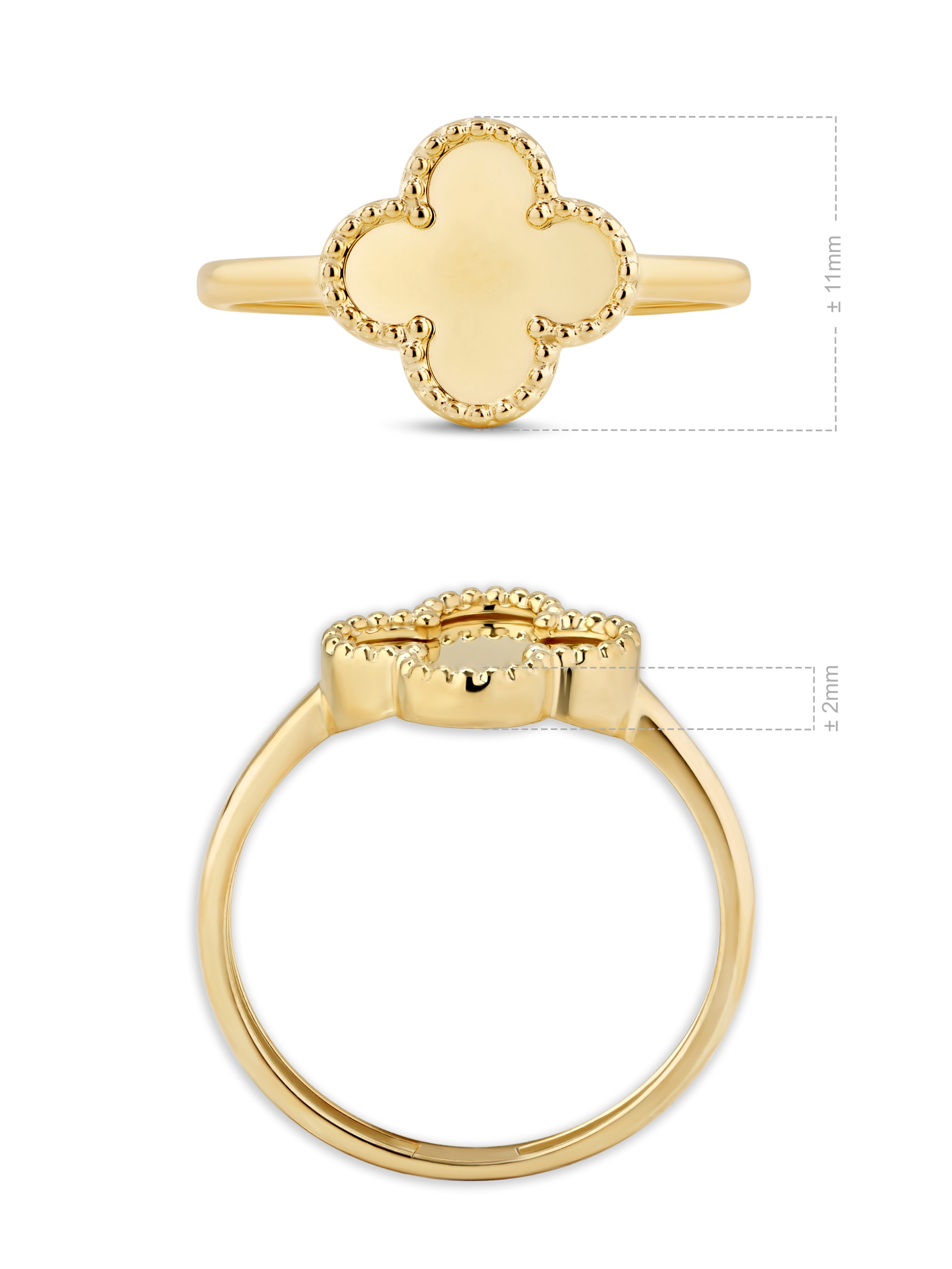 14K Solid Gold Clover Ring