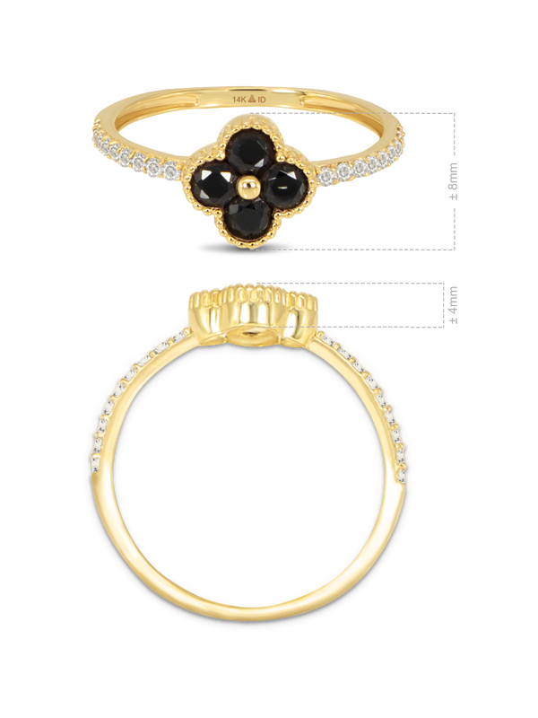 DEVATA Gold Black & White Cubic Zirconia Clover Ring