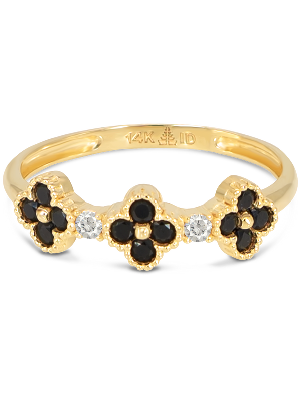 DEVATA Gold Black & White Cubic Zirconia Clover Ring