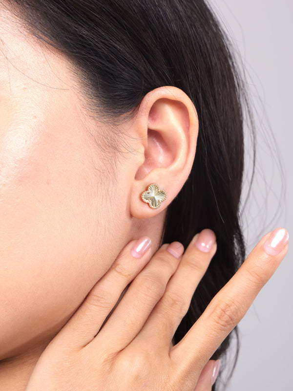 DEVATA Gold Clover Stud Earrings