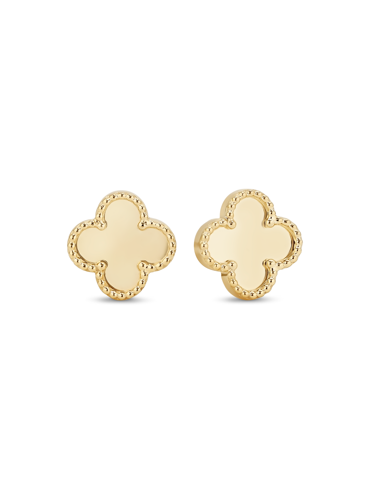 14K Solid Gold Clover Earrings