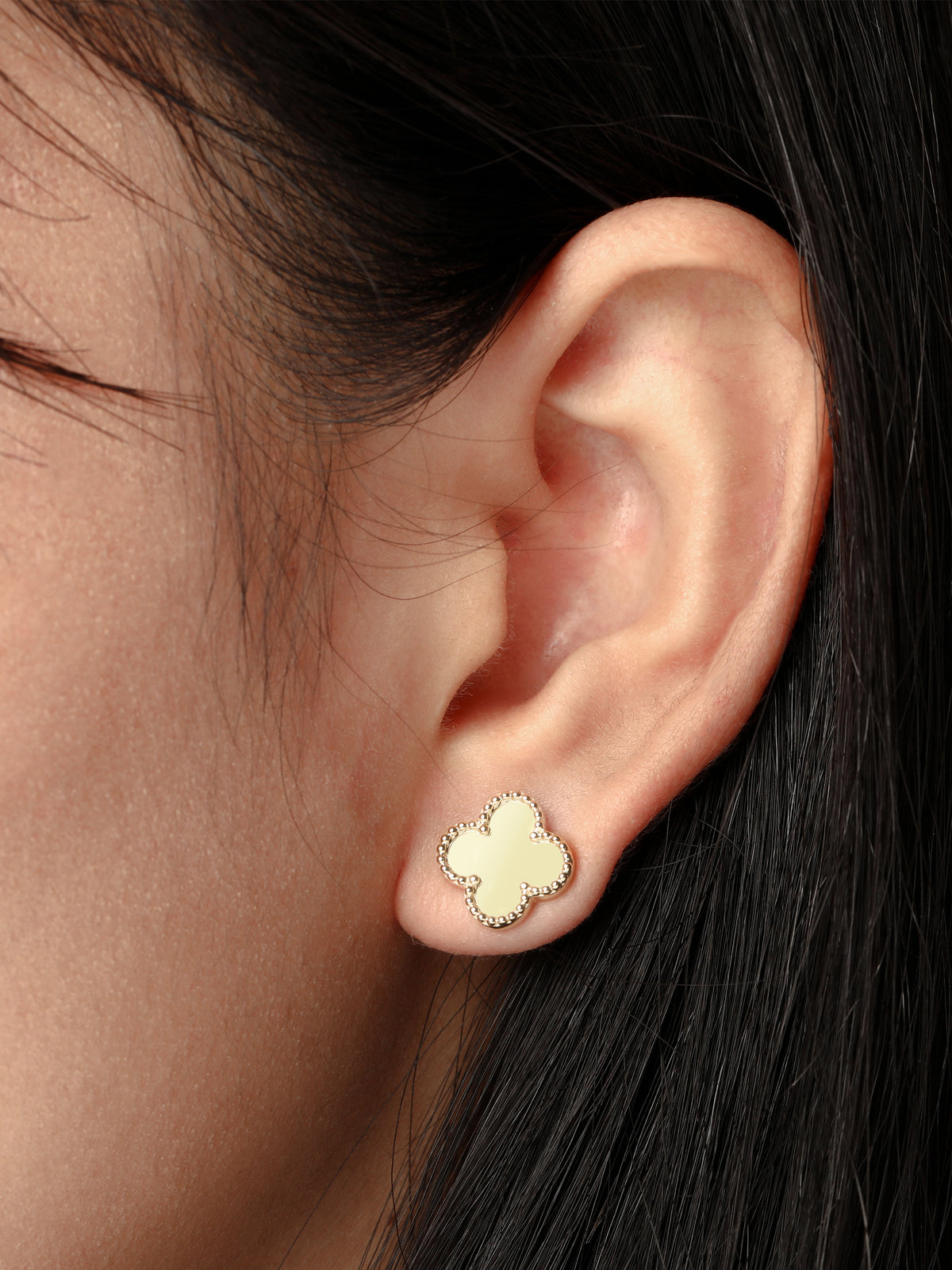 14K Solid Gold Clover Earrings