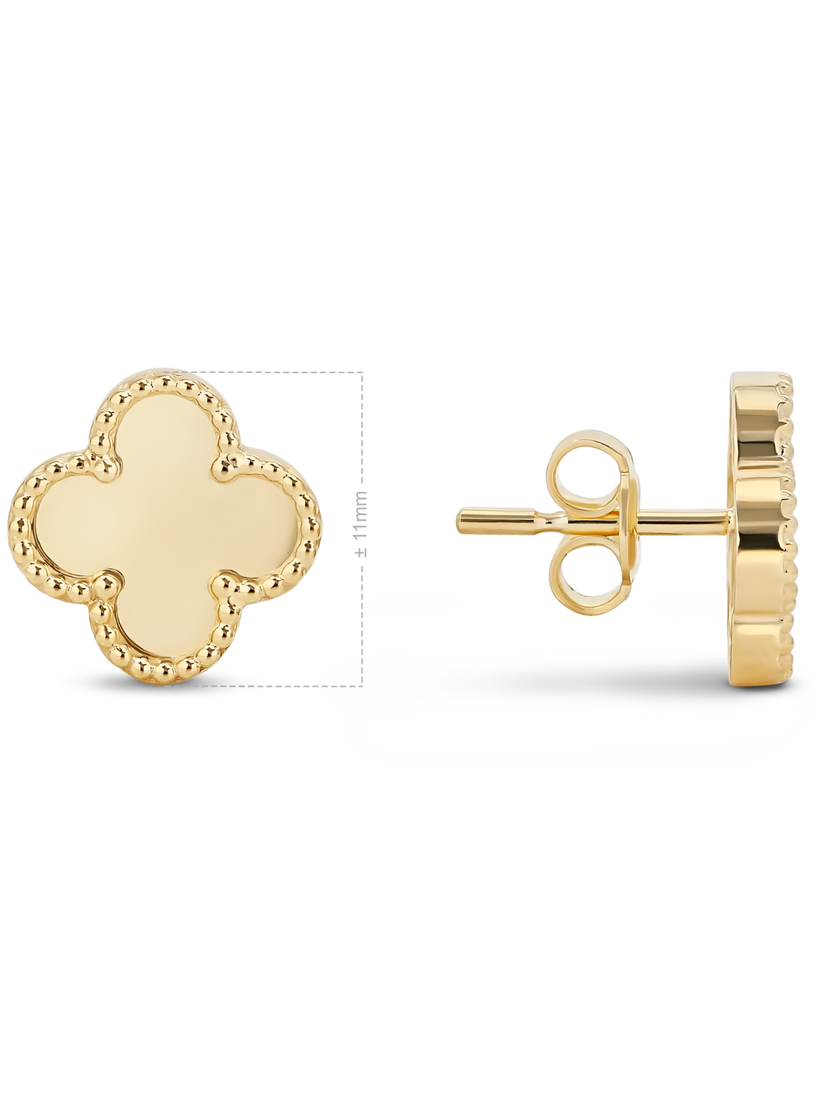 14K Solid Gold Clover Earrings