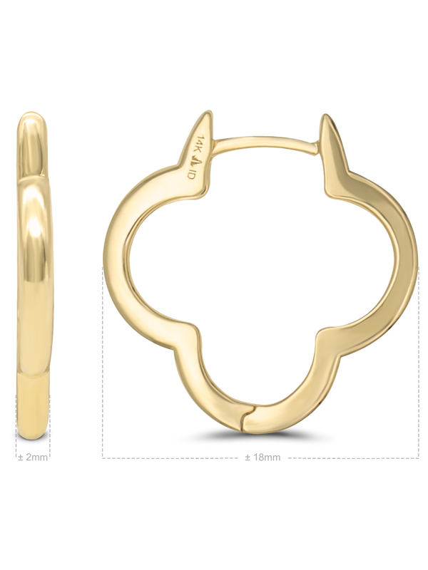 14K Gold Clover Hoop Earrings