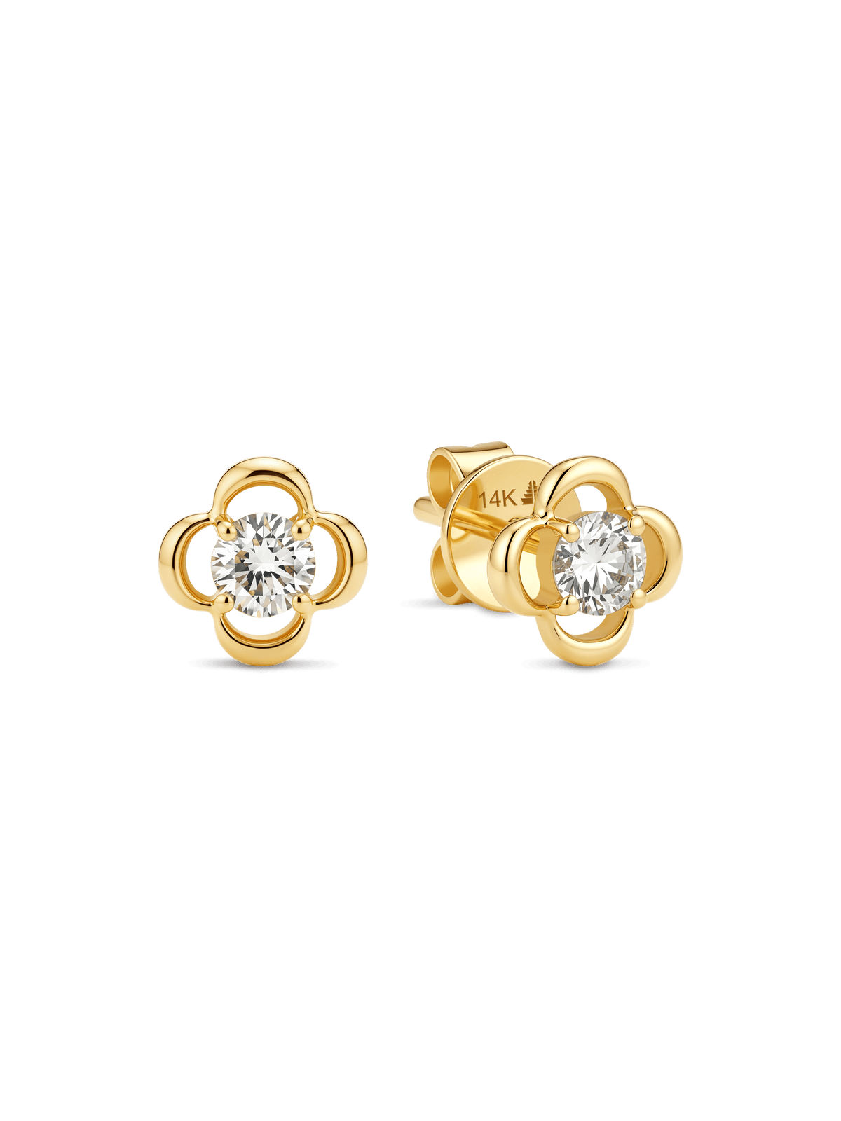 Clover Lab Grown Diamond Stud Earrings in 14K Gold