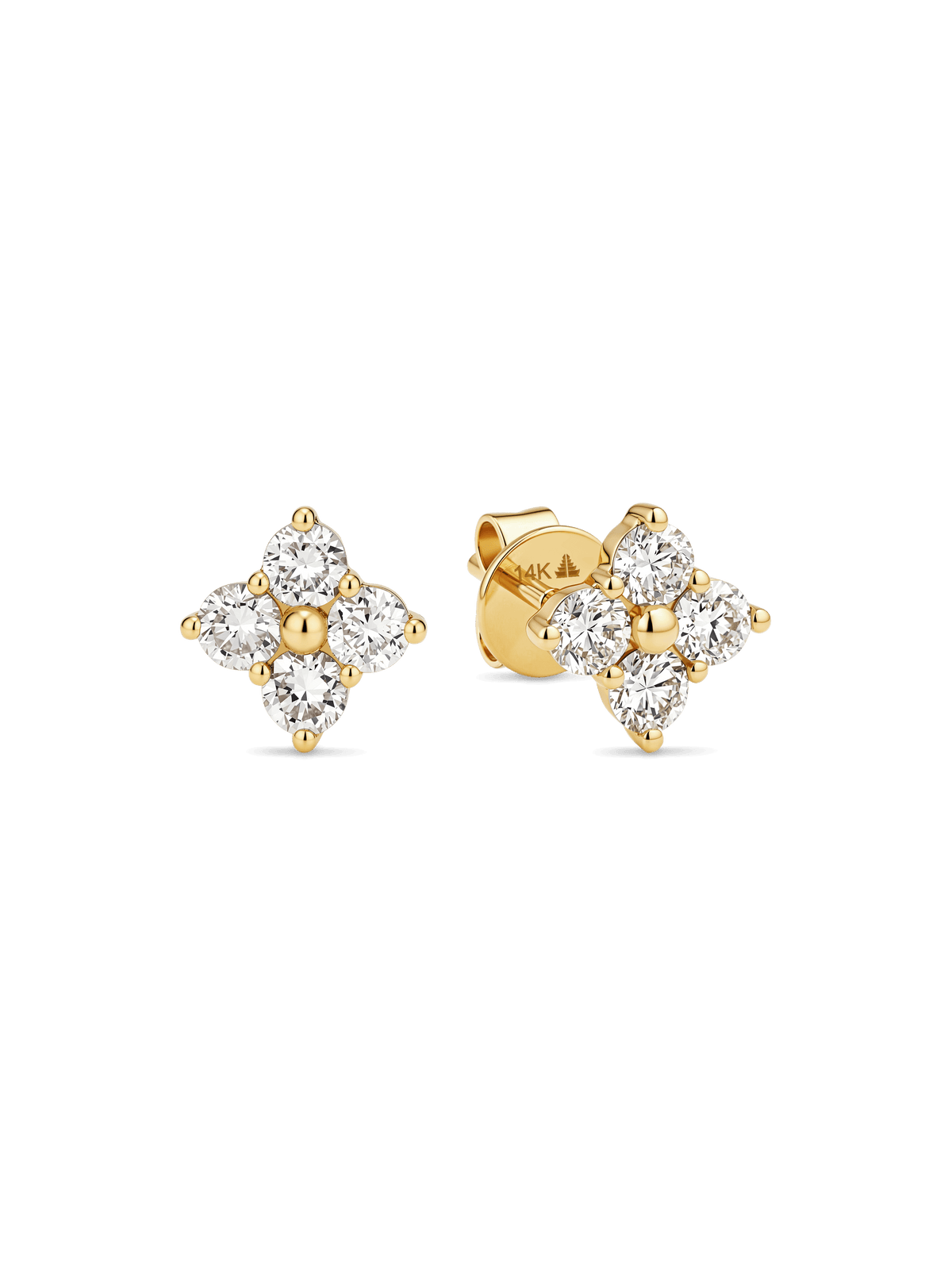 Clover Lab Grown Diamond Stud Earrings in 14K Gold