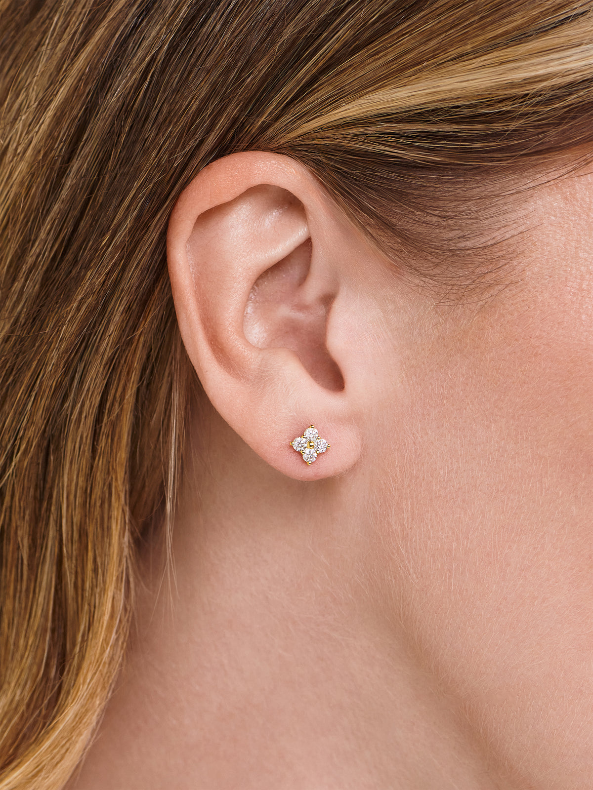 Clover Lab Grown Diamond Stud Earrings in 14K Gold