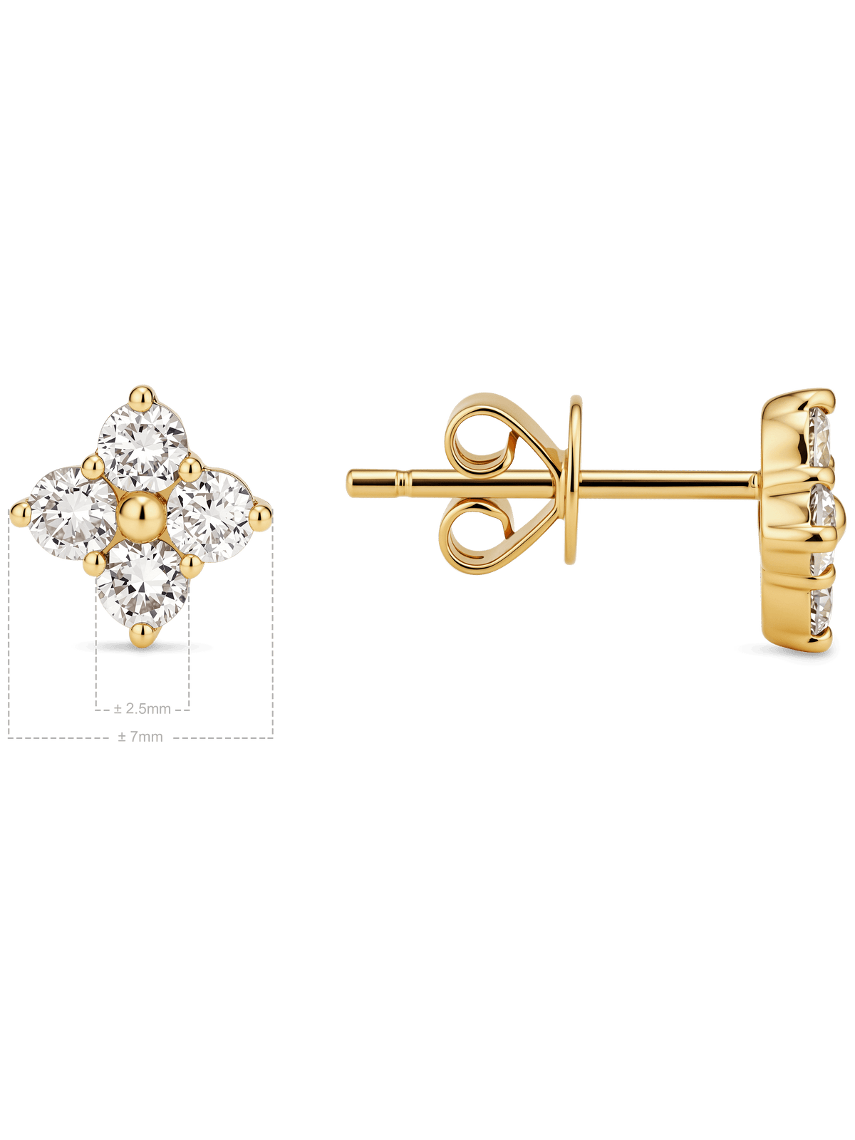 Clover Lab Grown Diamond Stud Earrings in 14K Gold