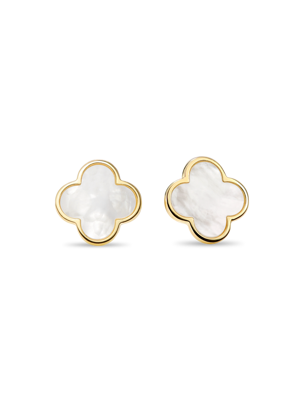 Mother of Pearl Clover Stud Earrings