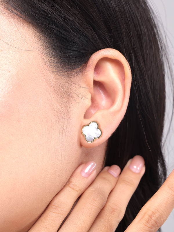 Mother of Pearl Clover Stud Earrings