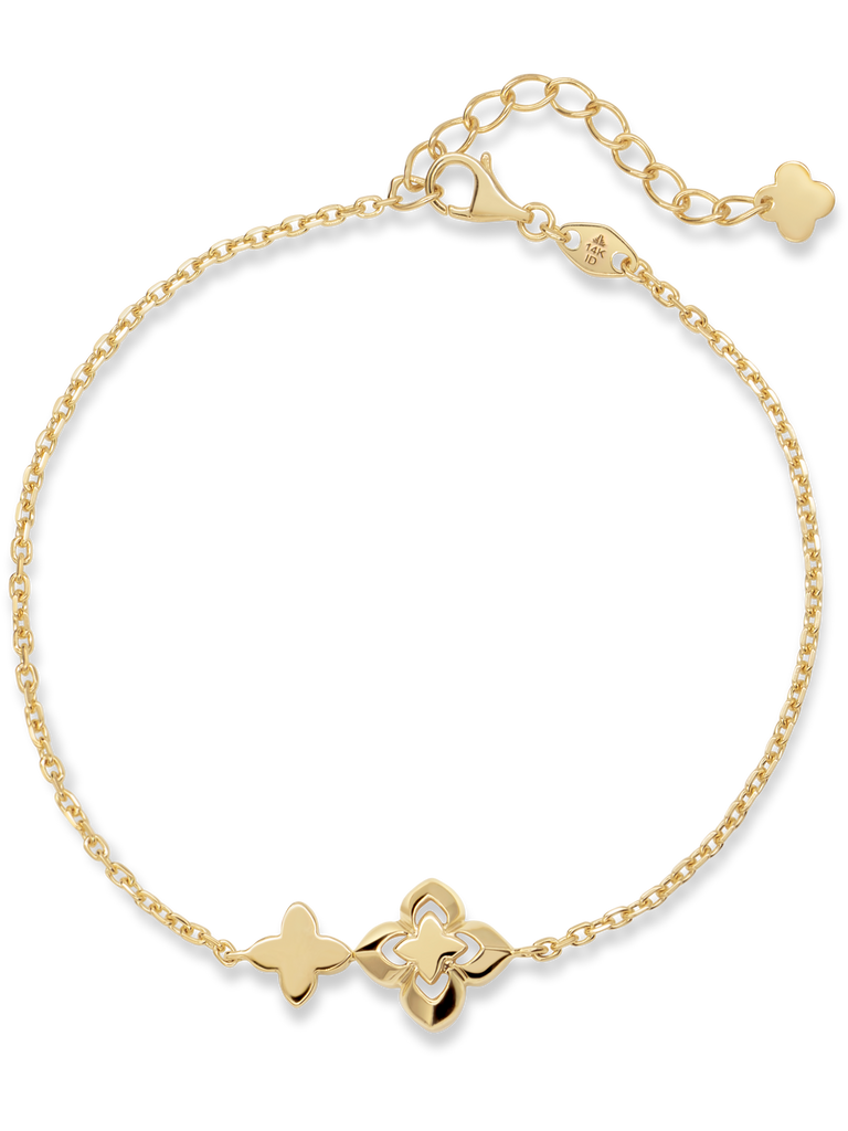 14K Gold Clover Chain Bracelet