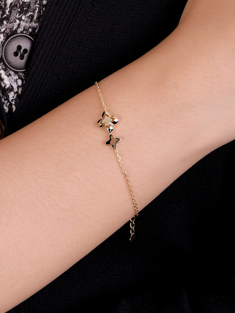 14K Gold Clover Chain Bracelet