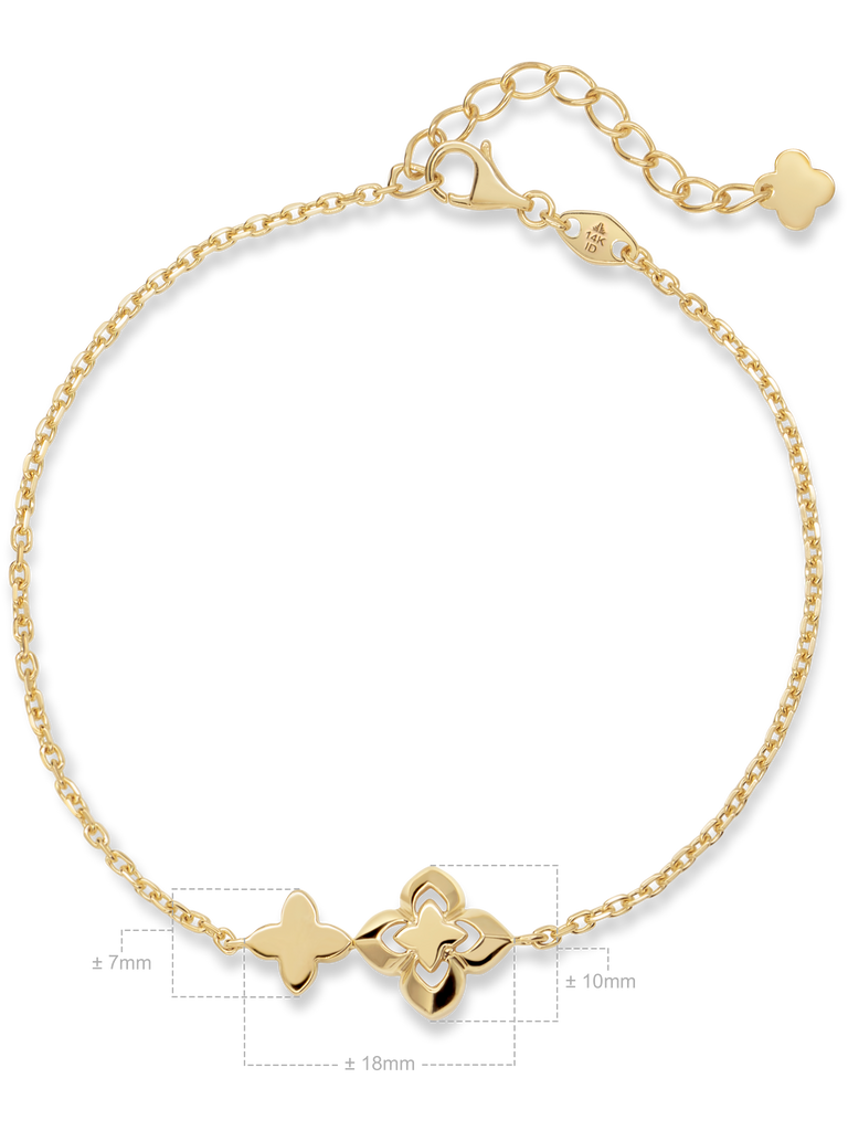14K Gold Clover Chain Bracelet