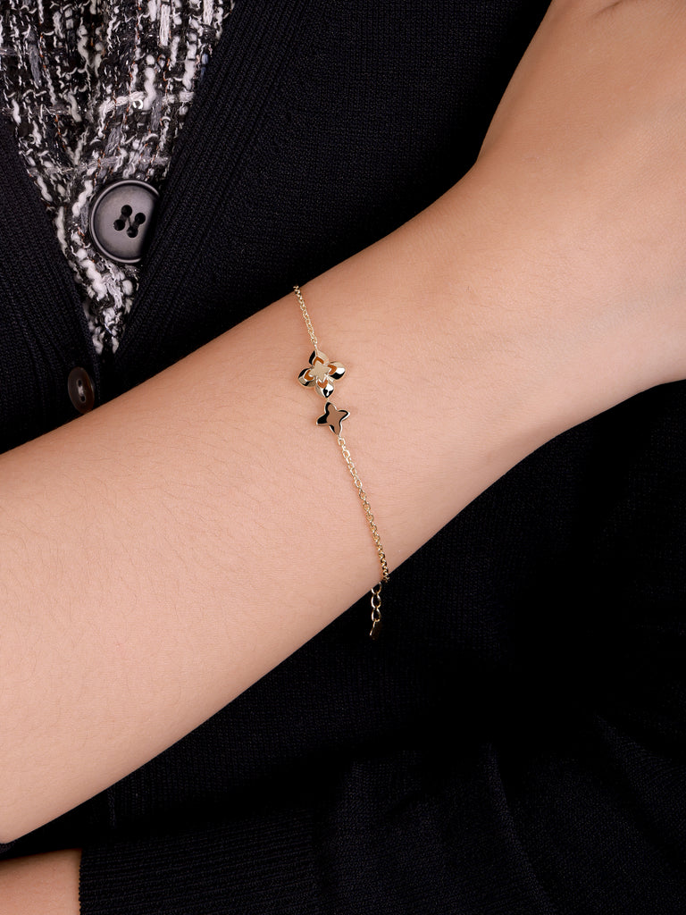 14K Gold Clover Chain Bracelet