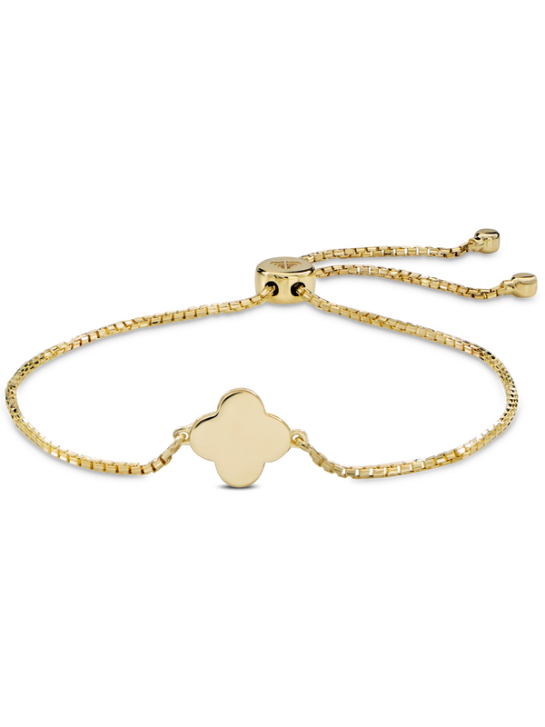 DEVATA Gold Clover Box Chain Slider Bolo Bracelet