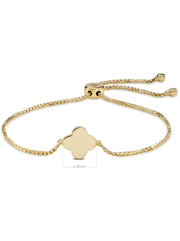 DEVATA Gold Clover Box Chain Slider Bolo Bracelet