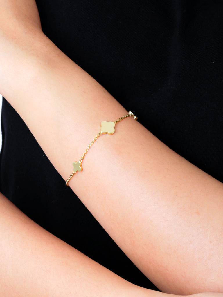 14K Gold Clover Chain Bracelet– DEVATA