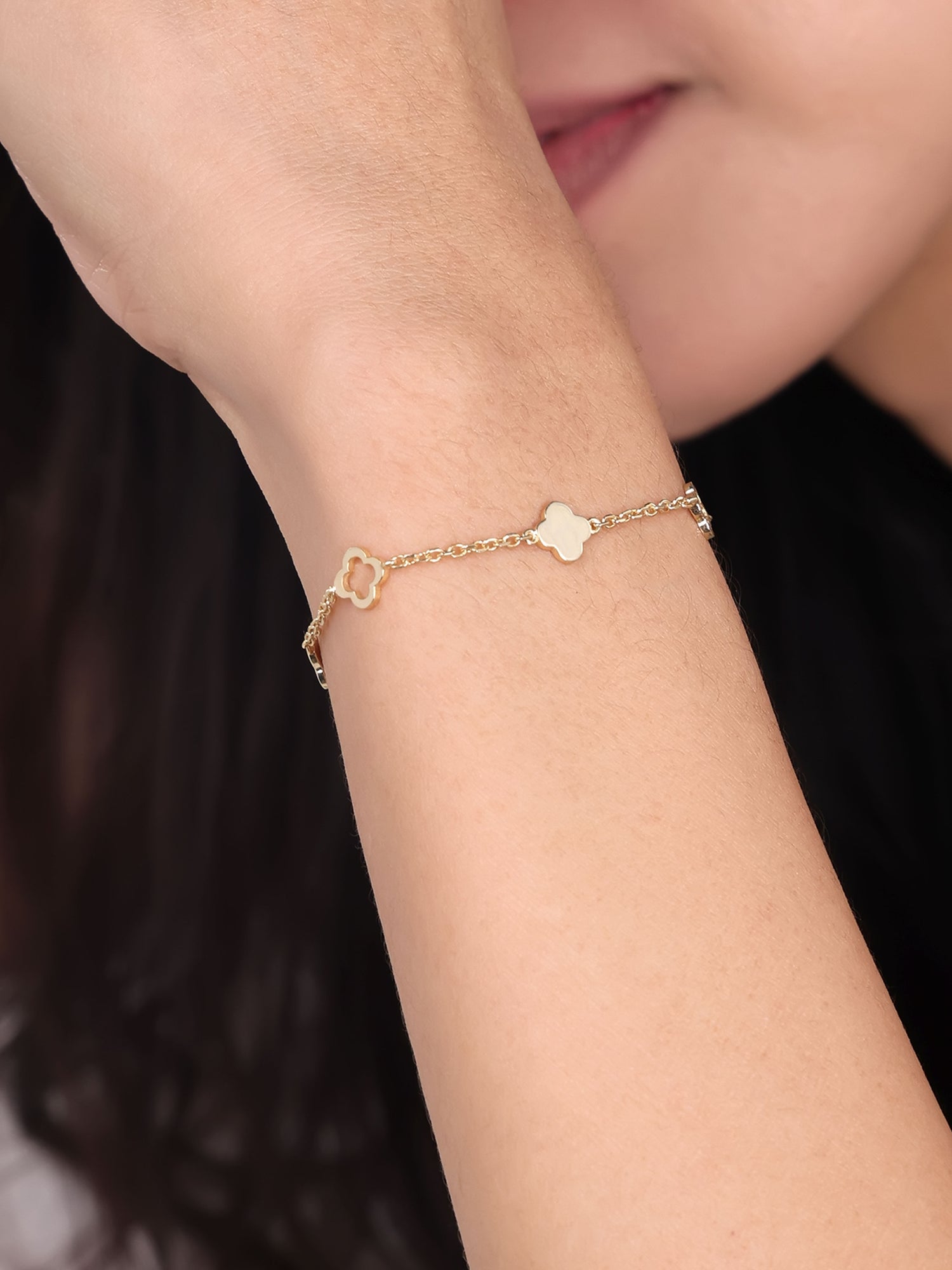 DEVATA Clover Link Chain Bracelet 14K Gold
