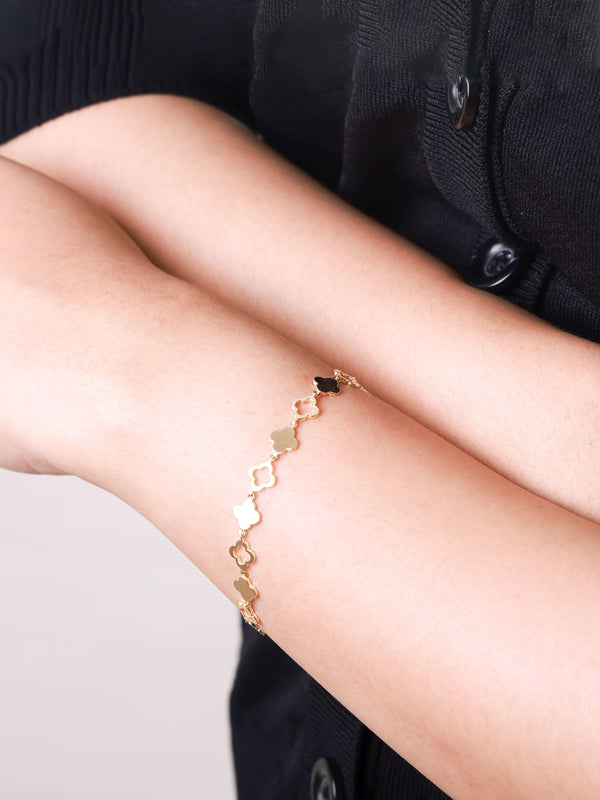 DEVATA Gold Clover Chain Bracelet