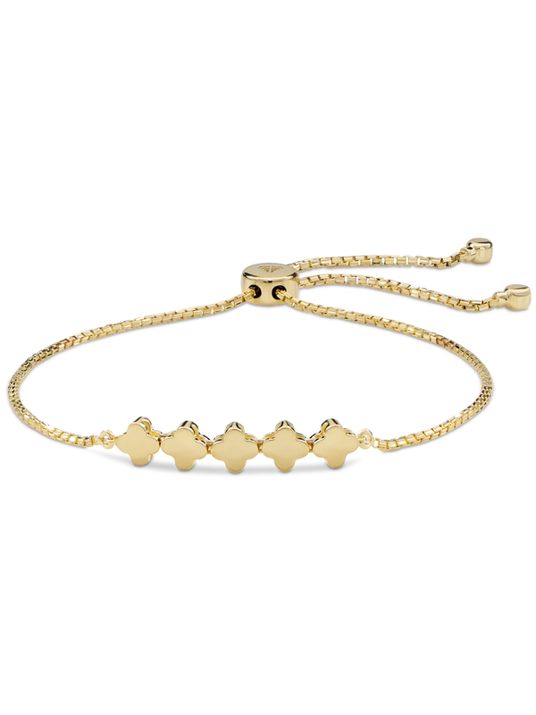 DEVATA Gold Clover Box Chain Slider Bolo Bracelet