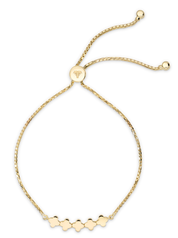 DEVATA Gold Clover Box Chain Slider Bolo Bracelet