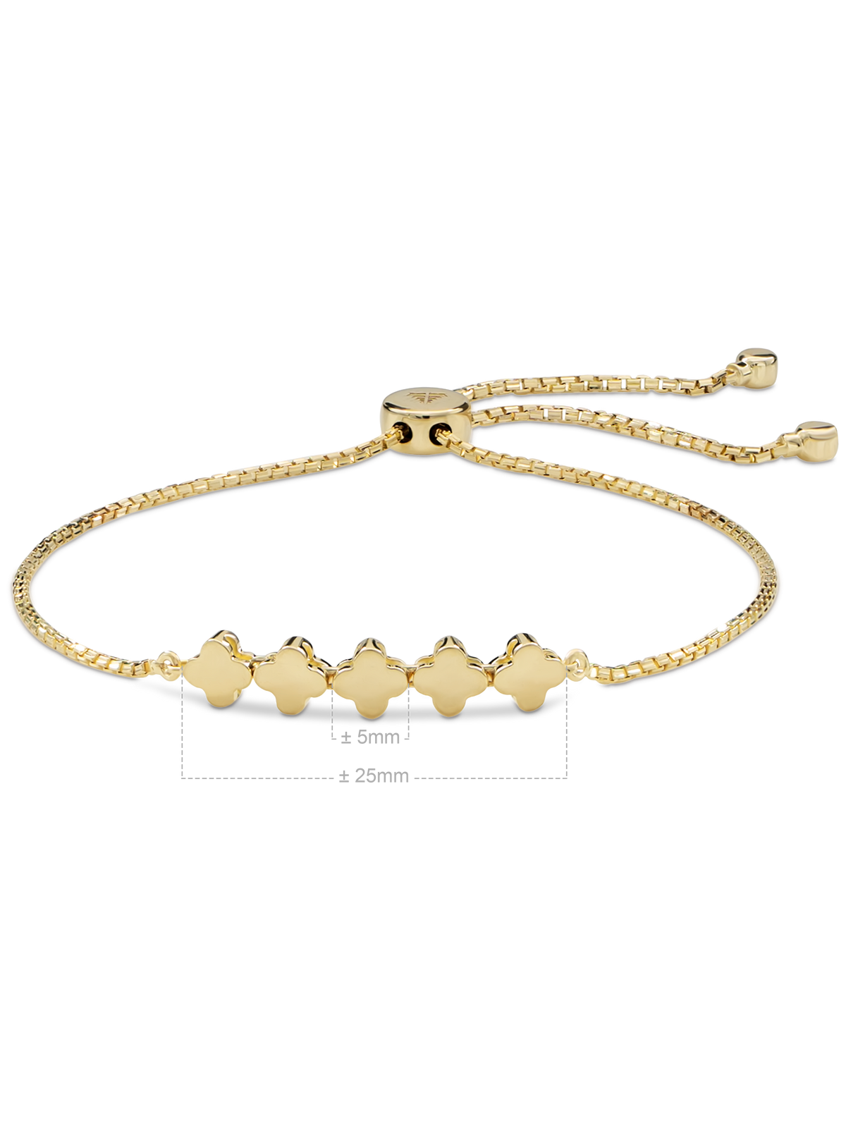 DEVATA Gold Clover Box Chain Slider Bolo Bracelet