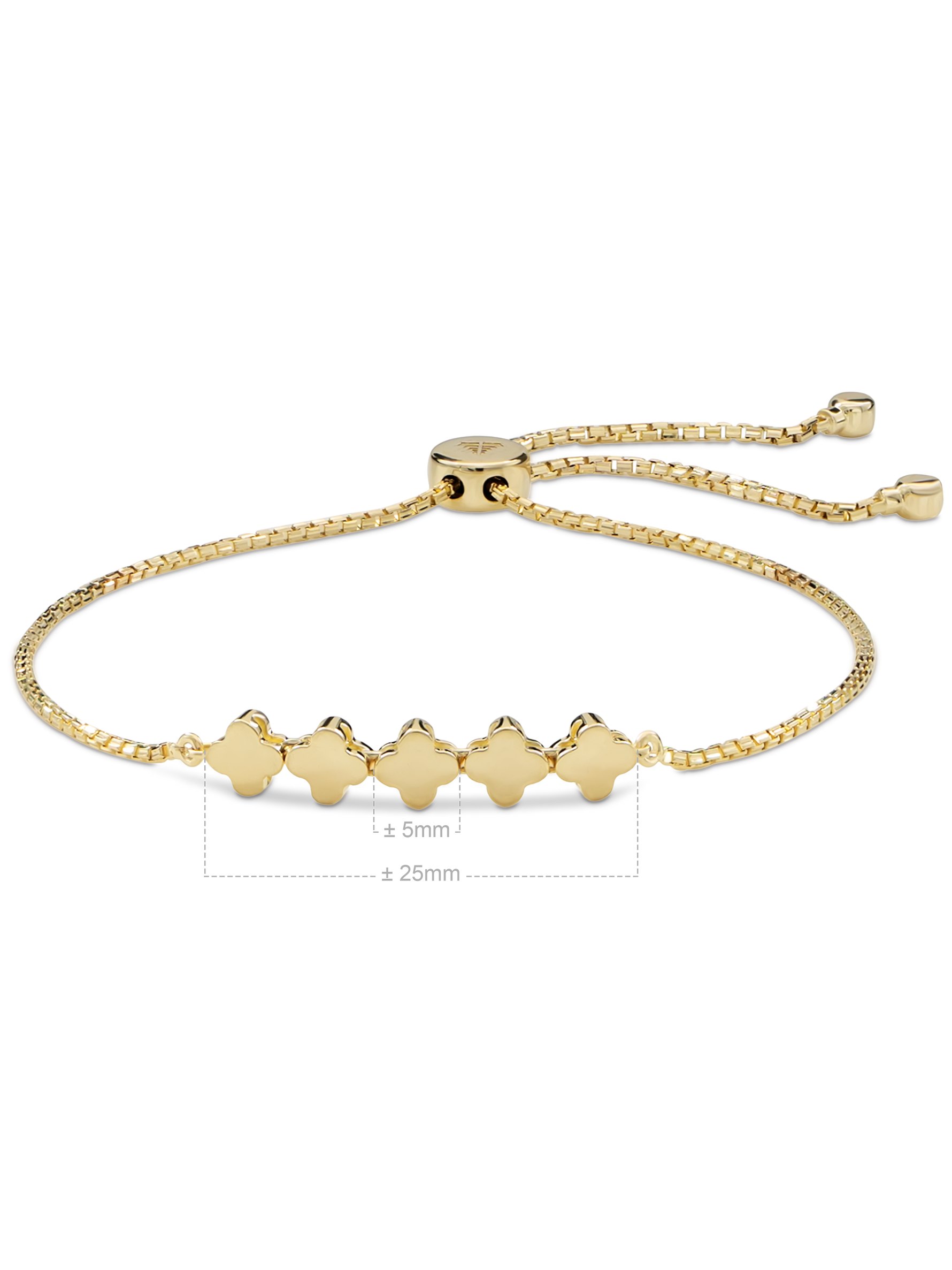 DEVATA Gold Clover Box Chain Slider Bolo Bracelet