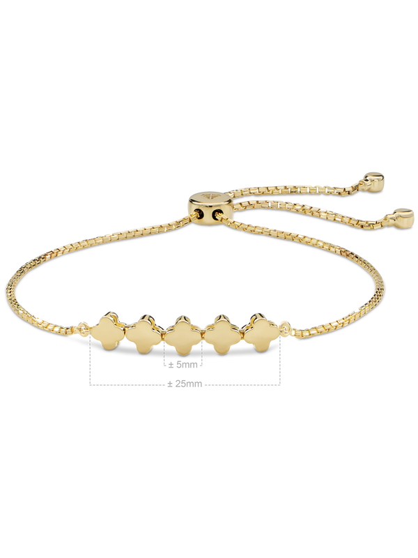 DEVATA Gold Clover Box Chain Slider Bolo Bracelet