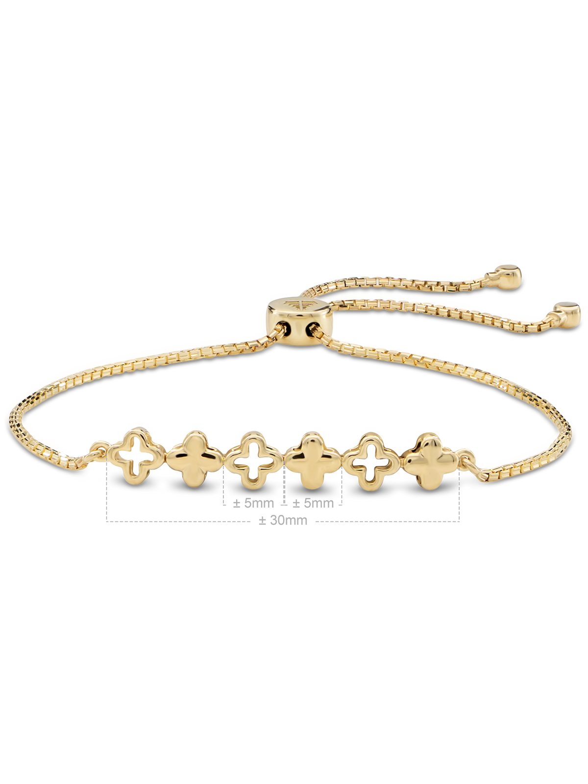 DEVATA Clover Box Chain Slider Bolo Bracelet