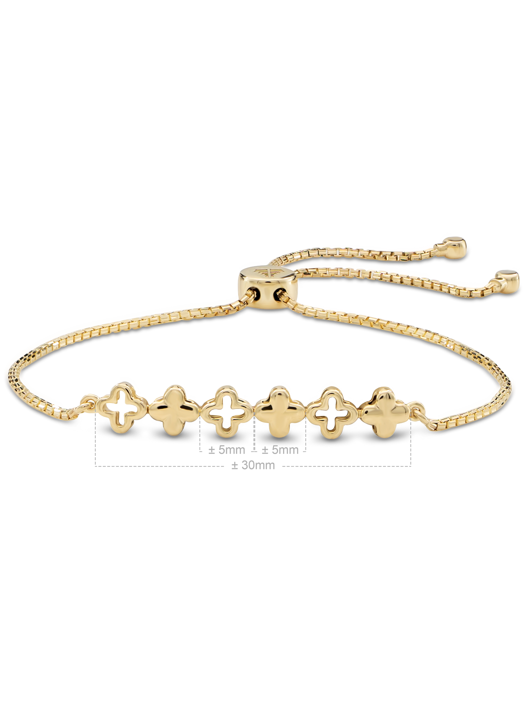DEVATA Clover Box Chain Slider Bolo Bracelet