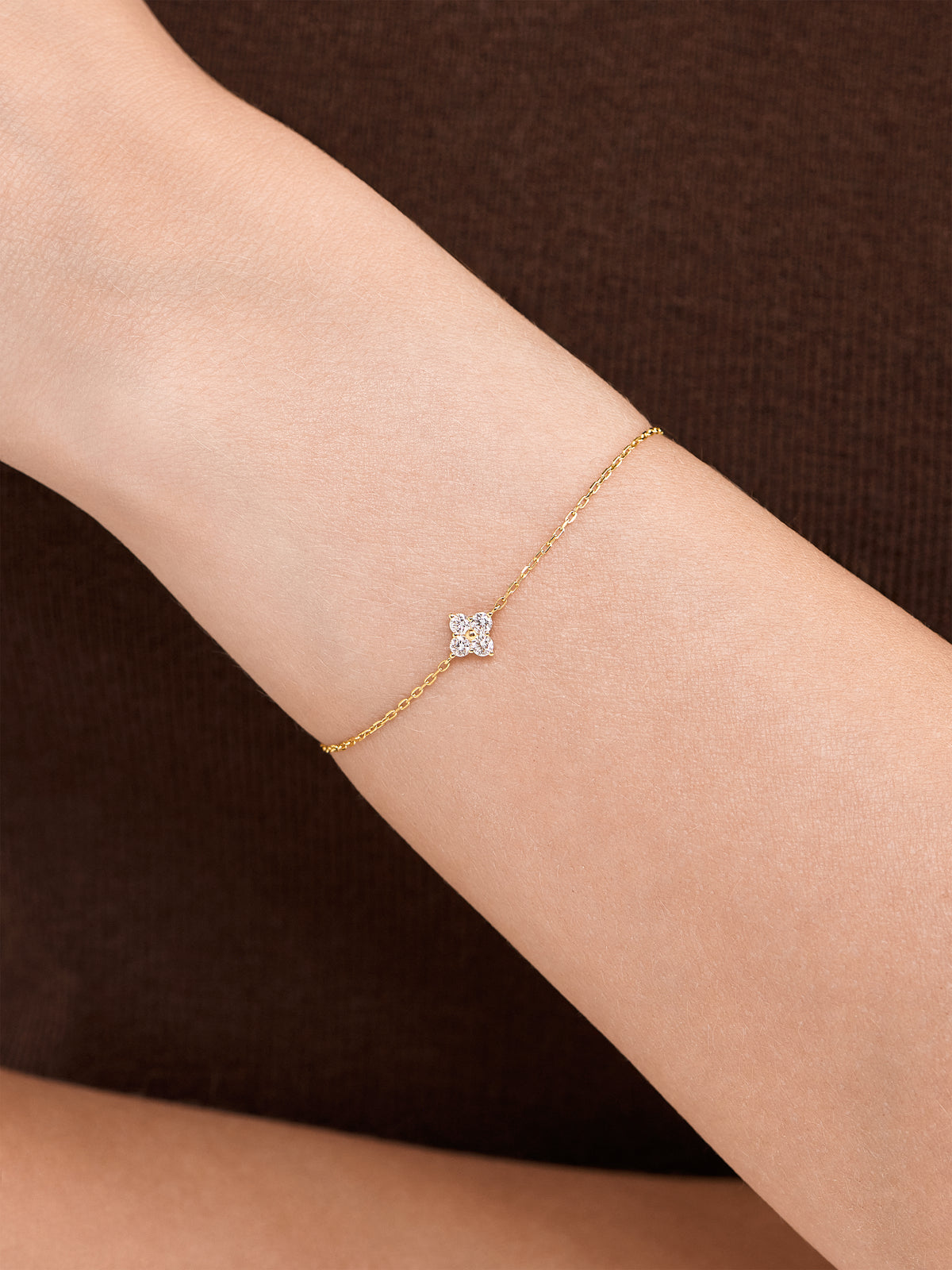 Clover Lab Grown Diamond Chain Bracelet in 14K Gold