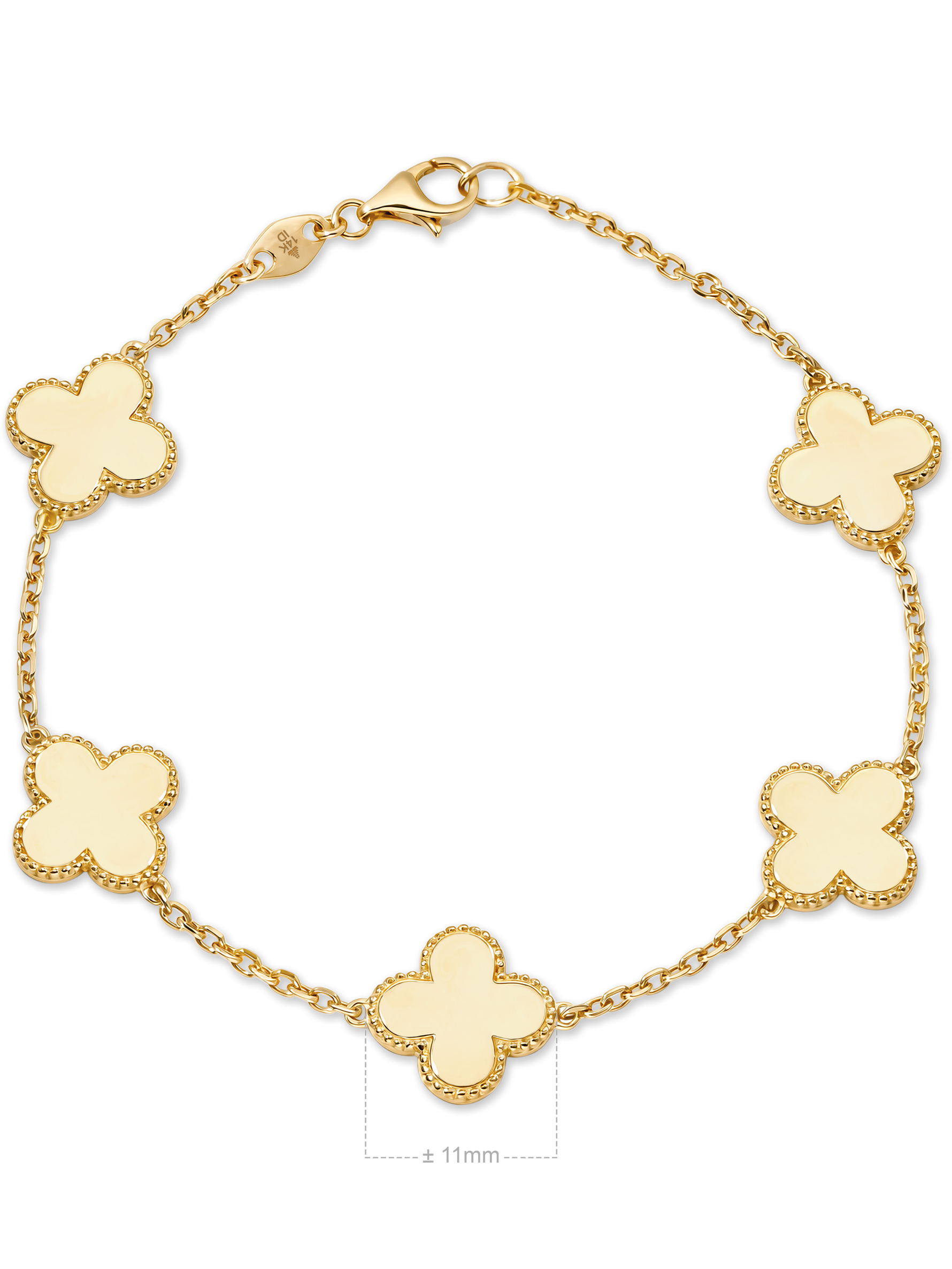 14K Gold Clover Chain Bracelet