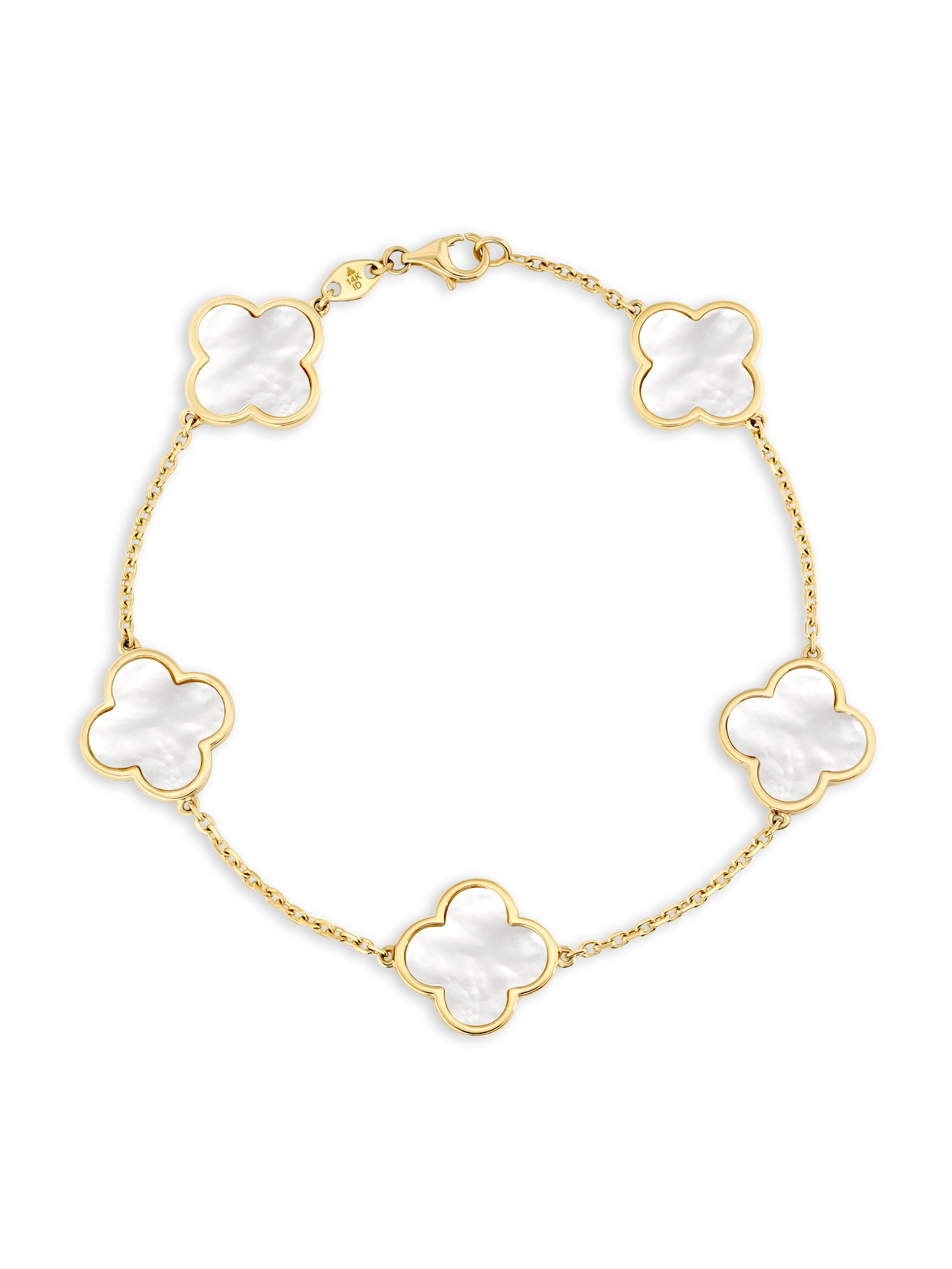 14K Solid Gold Clover Chain Bracelet