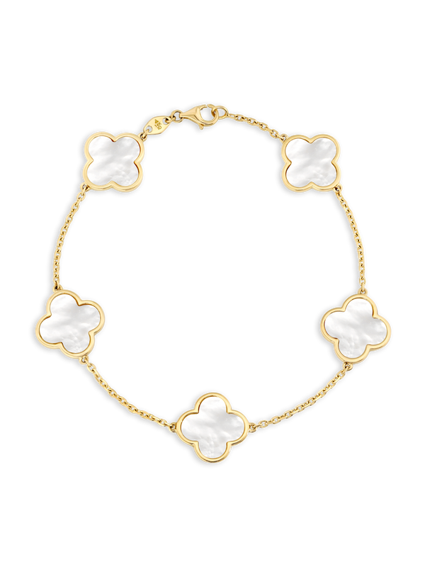 14K Solid Gold Clover Chain Bracelet